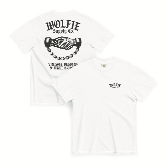 Life And Death Handshake Tee- White